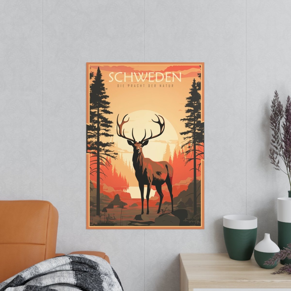 Schweden Poster - Naturwunder als wunderschöne Illustration - Poster bei HappyHugPixels