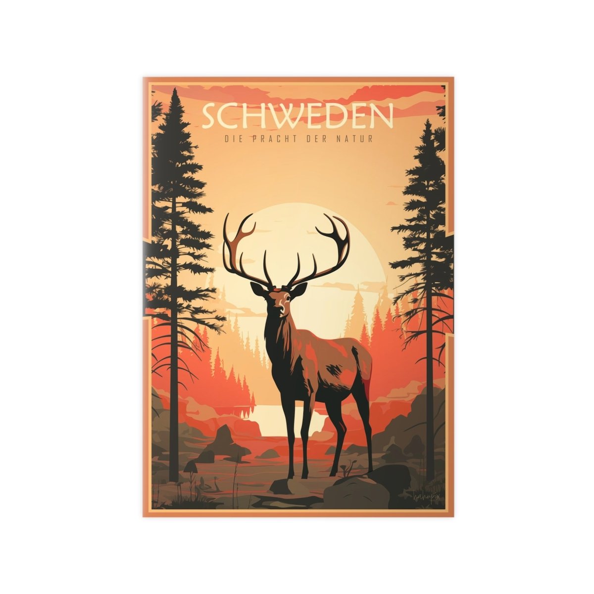 Schweden Poster - Naturwunder als wunderschöne Illustration - Poster bei HappyHugPixels