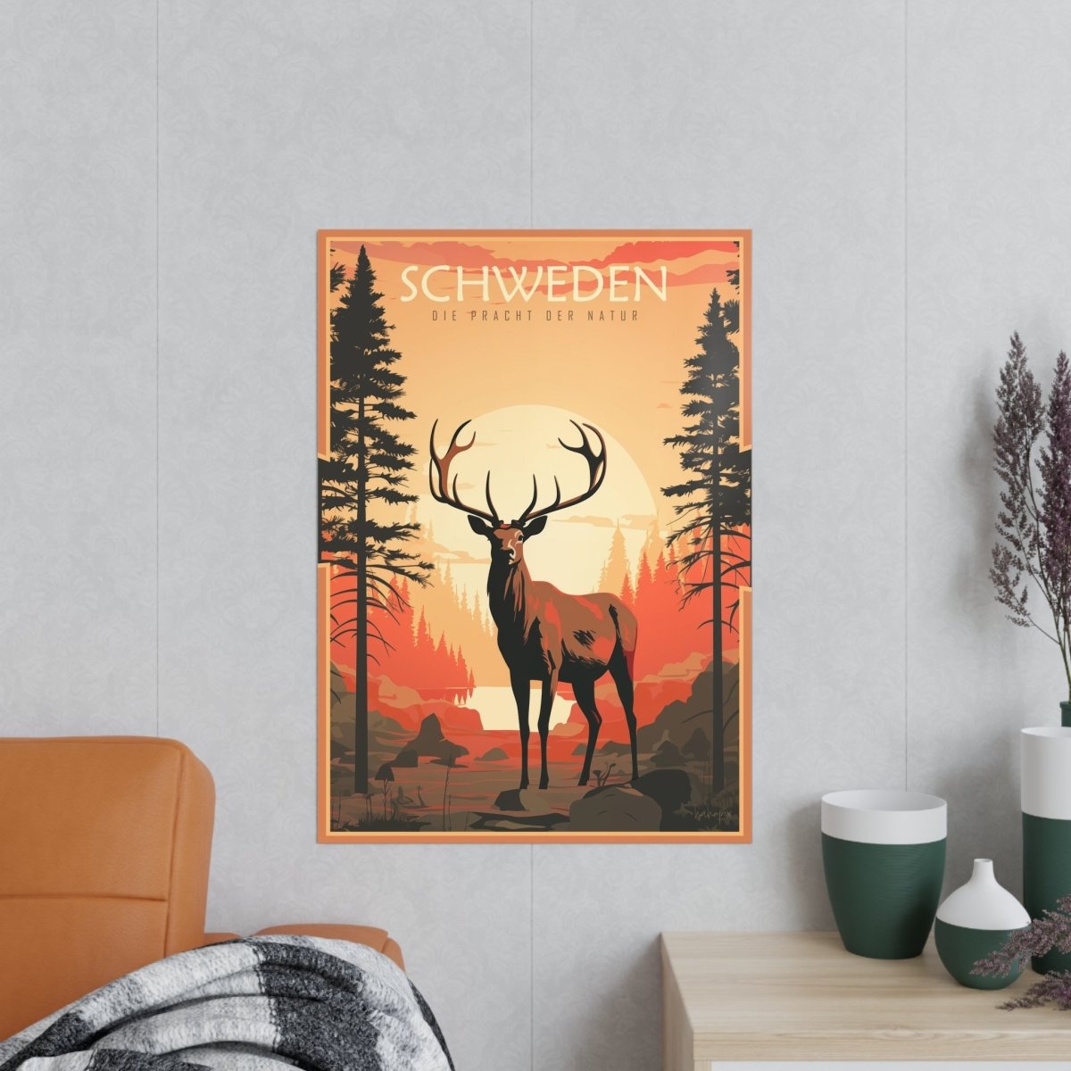 Schweden Poster - Naturwunder als wunderschöne Illustration - Poster bei HappyHugPixels