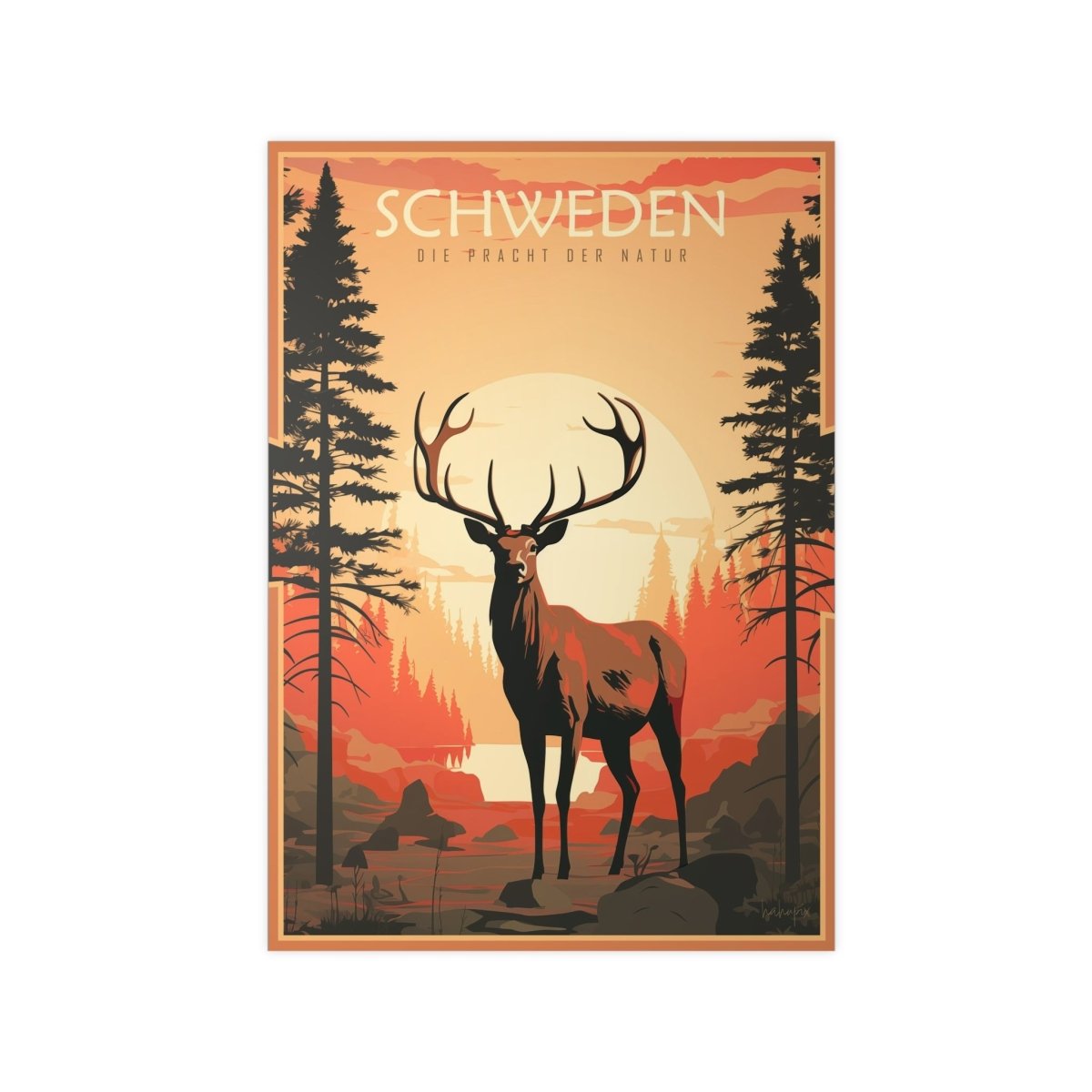 Schweden Poster - Naturwunder als wunderschöne Illustration - Poster bei HappyHugPixels