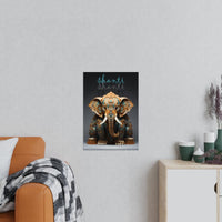 Shanti Elefant Poster in Leuchtendem Blau & Bronze - Matt Papier - Poster bei HappyHugPixels