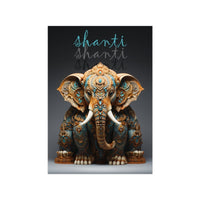 Shanti Elefant Poster in Leuchtendem Blau & Bronze - Matt Papier - Poster bei HappyHugPixels