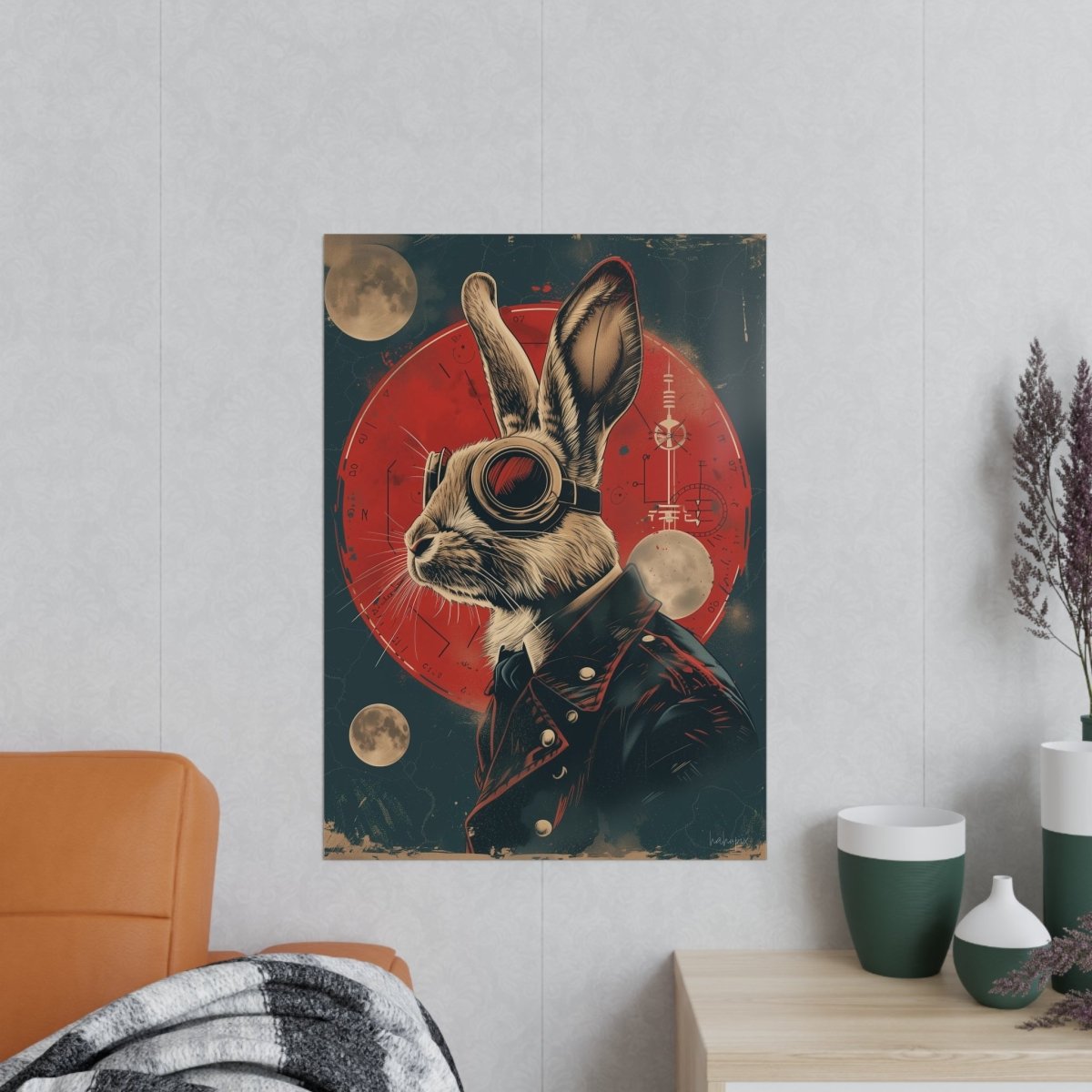 Steampunk Hase Poster – Vintage - Style Astronomie Kunstdruck - Poster bei HappyHugPixels