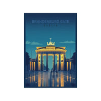 Brandenburger Tor Poster bei Nacht - Kunstvolle KI Illustration - Poster bei HappyHugPixels