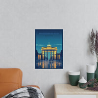 Brandenburger Tor Poster bei Nacht - Kunstvolle KI Illustration - Poster bei HappyHugPixels