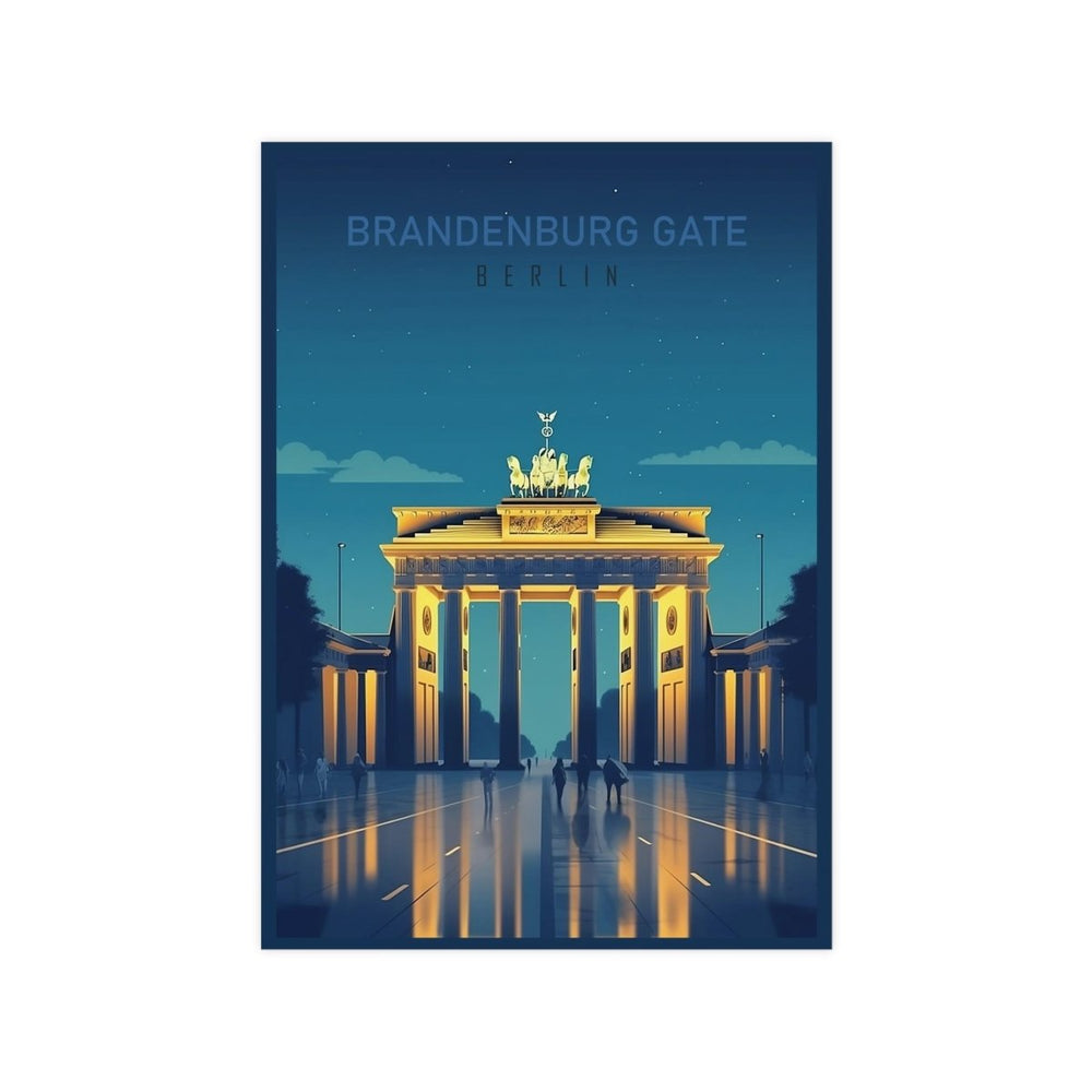 Brandenburger Tor Poster bei Nacht - Kunstvolle KI Illustration - Poster bei HappyHugPixels