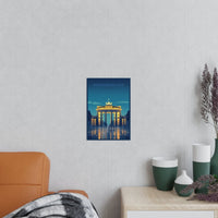 Brandenburger Tor Poster bei Nacht - Kunstvolle KI Illustration - Poster bei HappyHugPixels