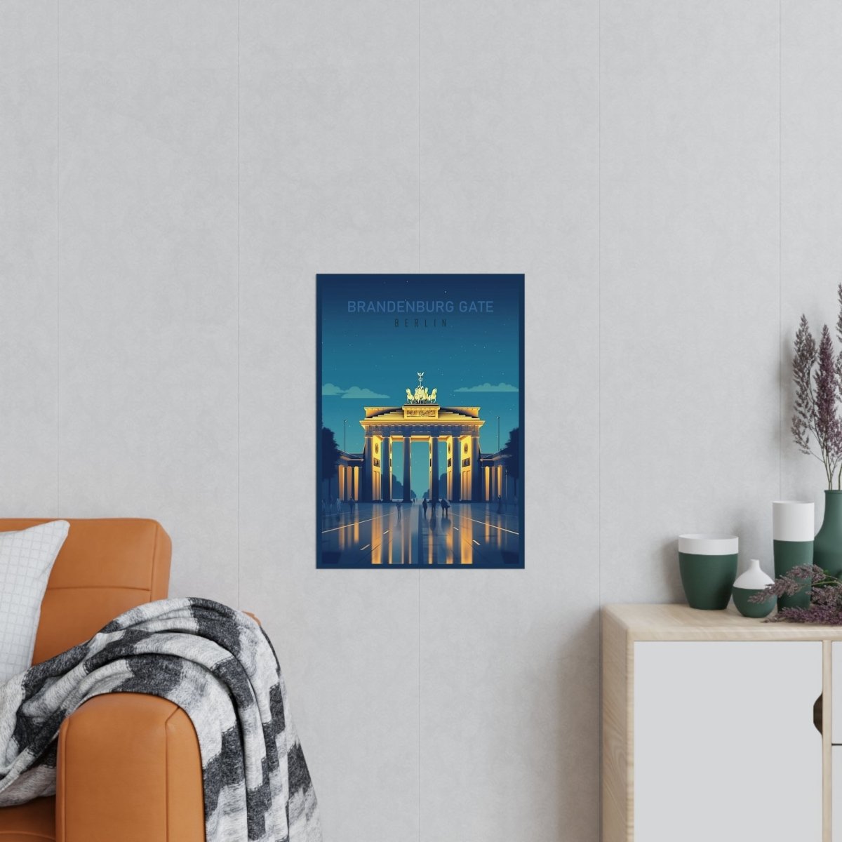 Brandenburger Tor Poster bei Nacht - Kunstvolle KI Illustration - Poster bei HappyHugPixels