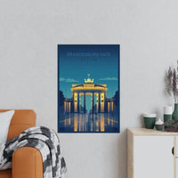 Brandenburger Tor Poster bei Nacht - Kunstvolle KI Illustration - Poster bei HappyHugPixels