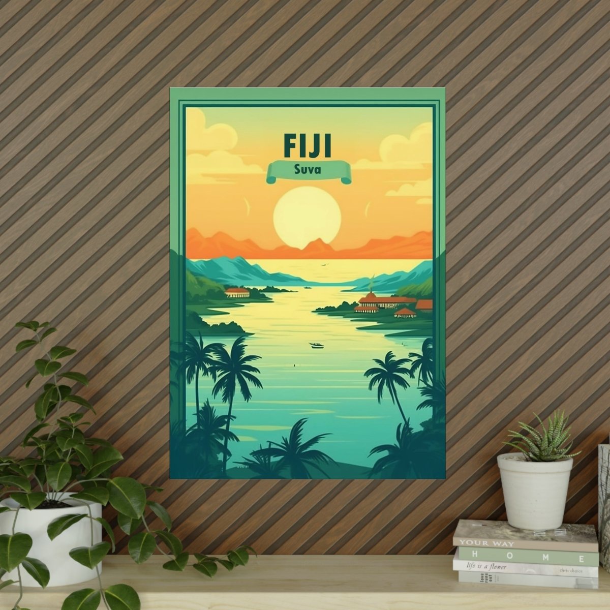 Fiji Poster - Exotisches Suva, Fiji Inseln - Travelposter Inselidylle - Poster bei HappyHugPixels