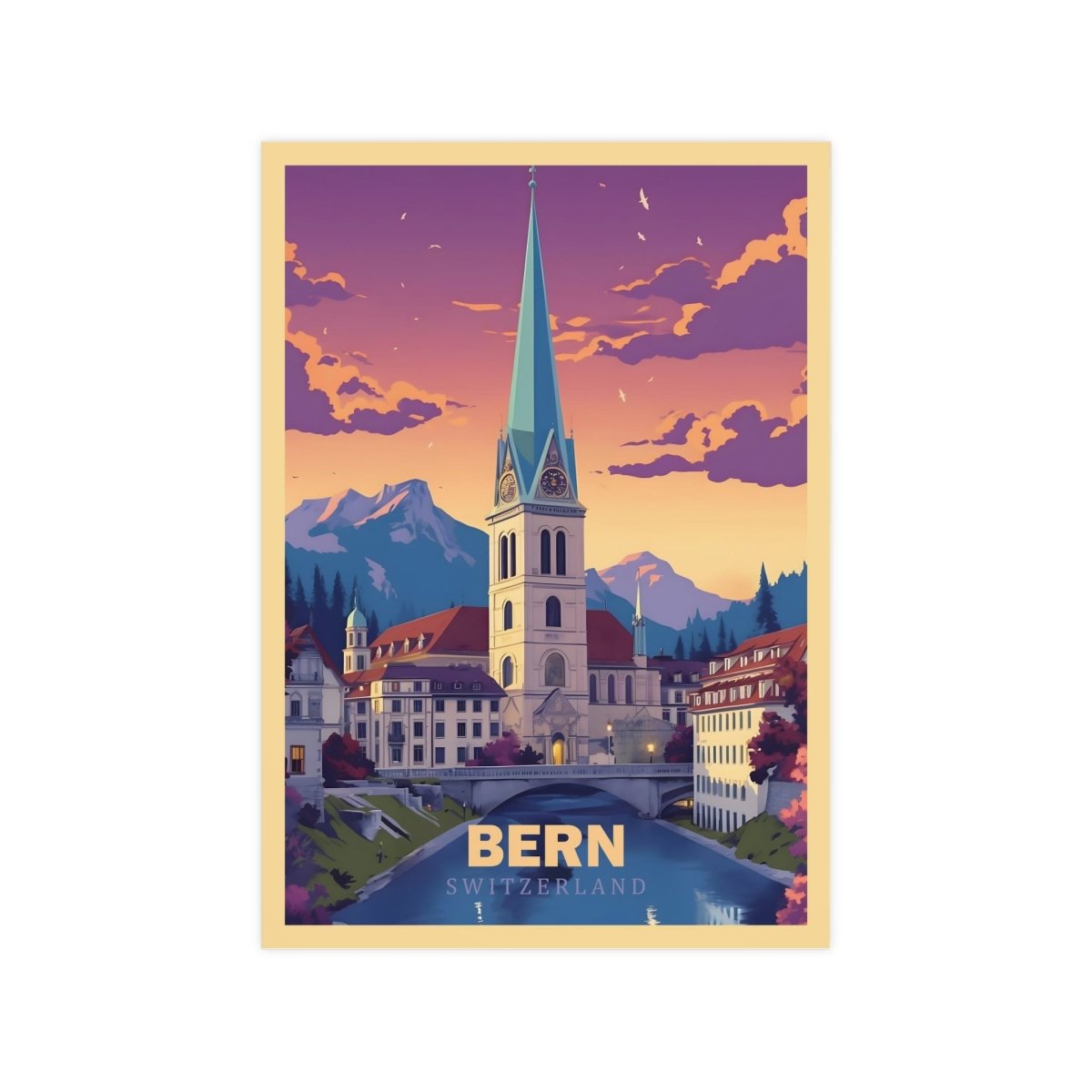 Bern Poster - Panoramablick auf die malerische Altstadt Brückenbogen - Poster bei HappyHugPixels