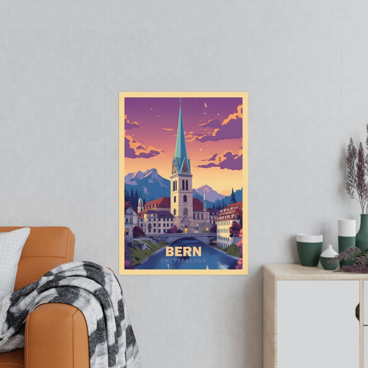 Bern Poster - Panoramablick auf die malerische Altstadt Brückenbogen - Poster bei HappyHugPixels