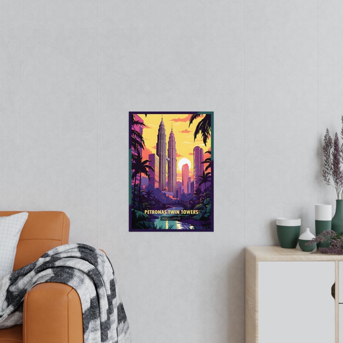 Kuala Lumpur Travel Poster - Petronas Twin Towers - Poster bei HappyHugPixels