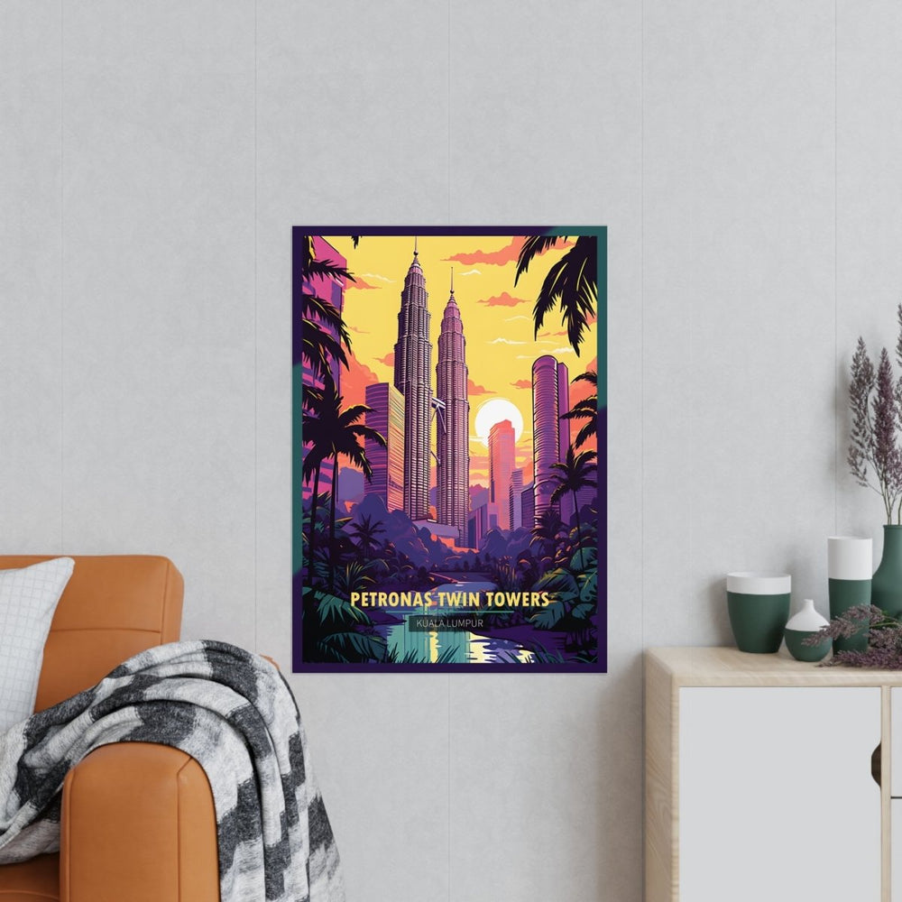 Kuala Lumpur Travel Poster - Petronas Twin Towers - Poster bei HappyHugPixels