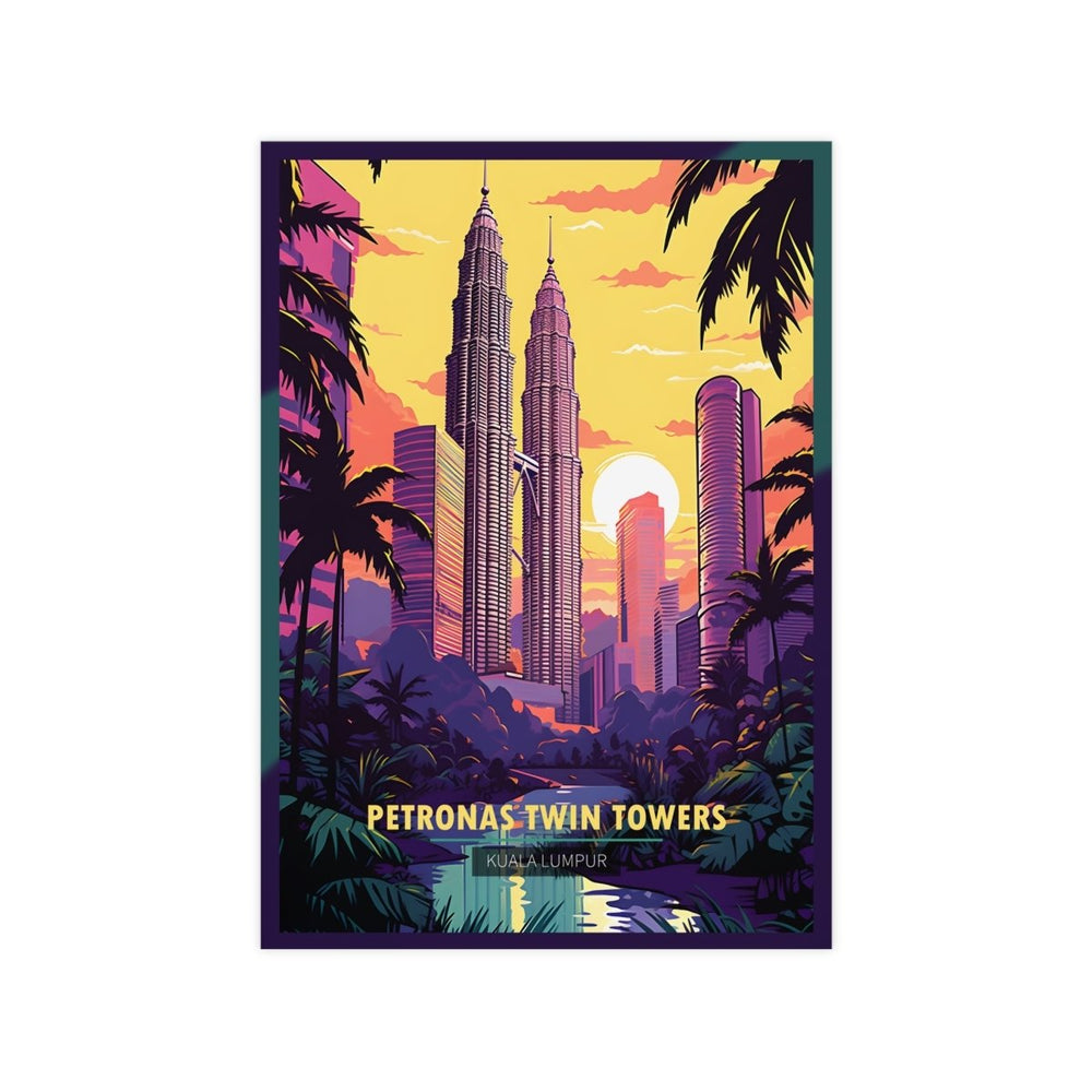 Kuala Lumpur Travel Poster - Petronas Twin Towers - Poster bei HappyHugPixels