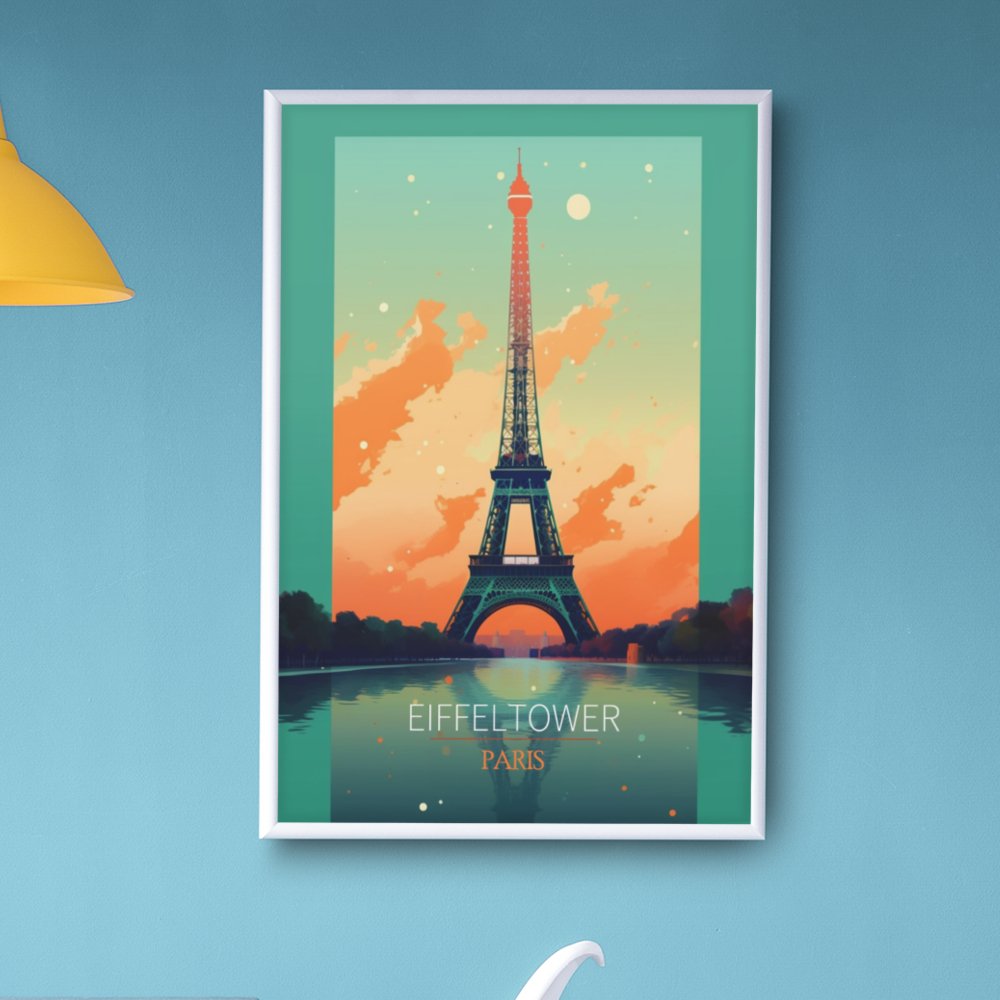 Paris Eiffelturm Poster - Illustration des Eiffelturms in Paris - Poster bei HappyHugPixels