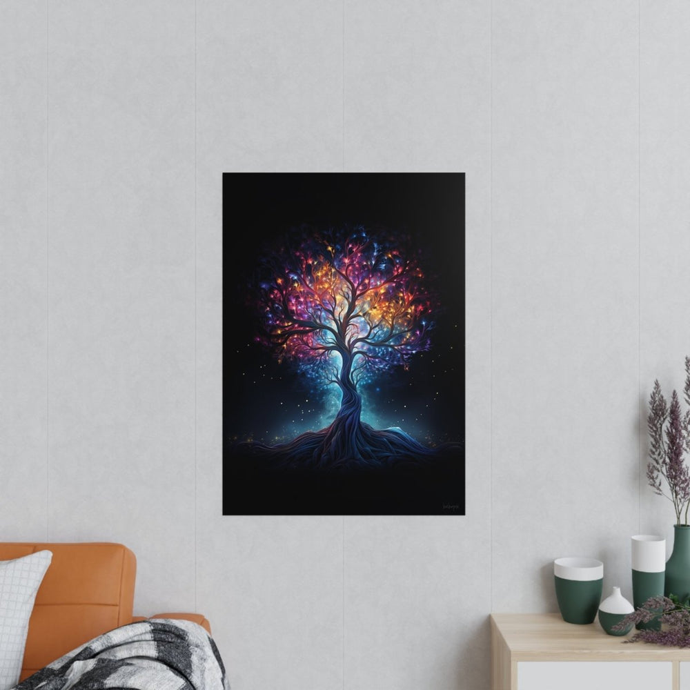 Mystischer Lebensbaum Poster - Verzauberte Nacht – Wandkunst Poster - Poster bei HappyHugPixels