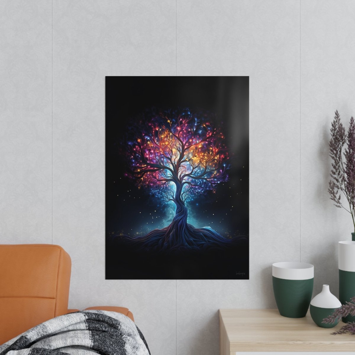 Mystischer Lebensbaum Poster - Verzauberte Nacht – Wandkunst Poster - Poster bei HappyHugPixels