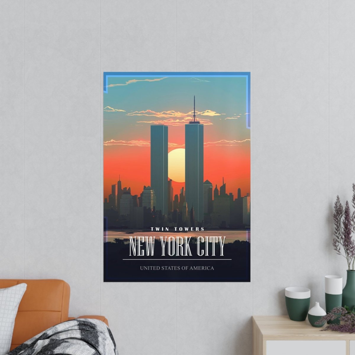 Twin Towers Poster - Vintage New York City - Poster bei HappyHugPixels