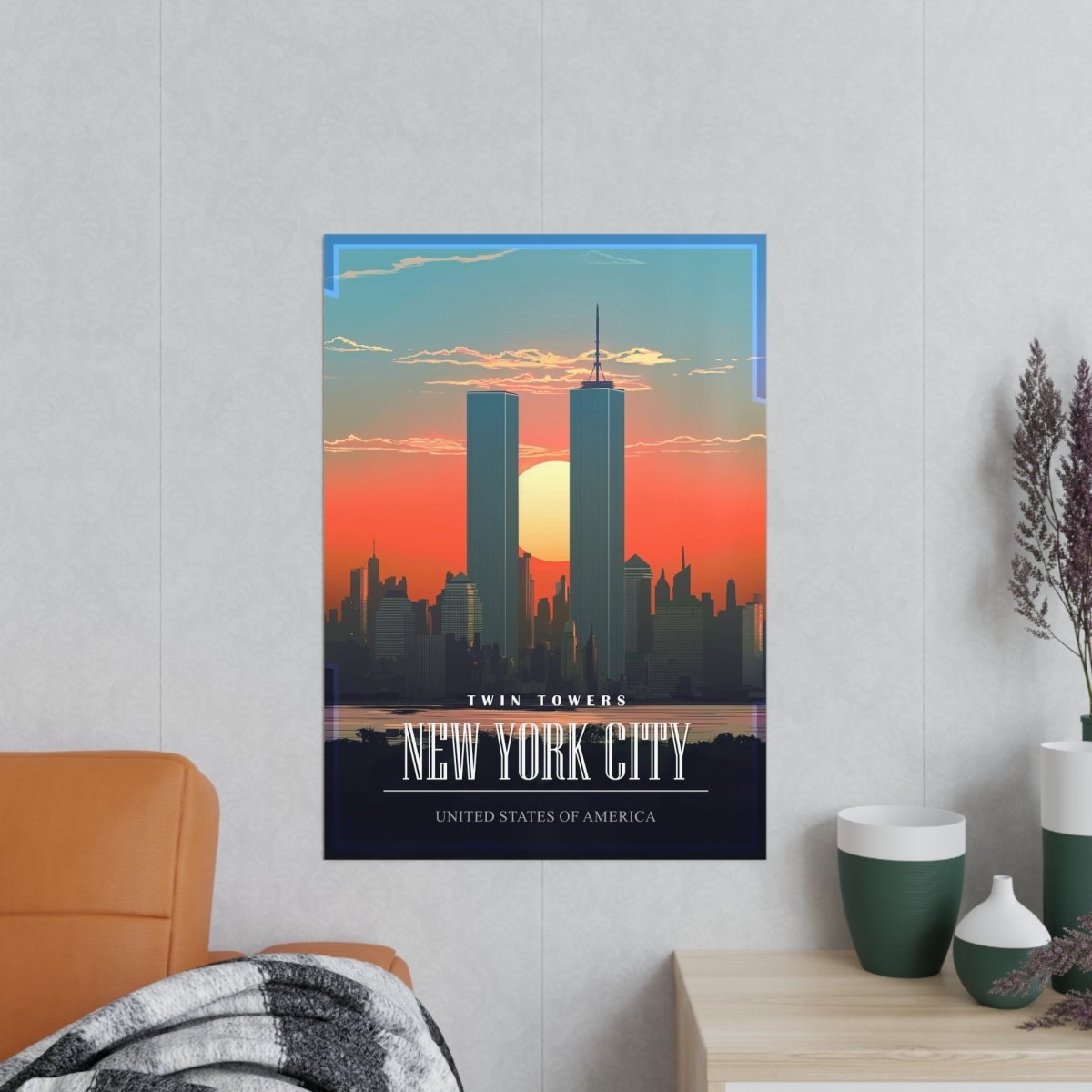 Twin Towers Poster - Vintage New York City - Poster bei HappyHugPixels