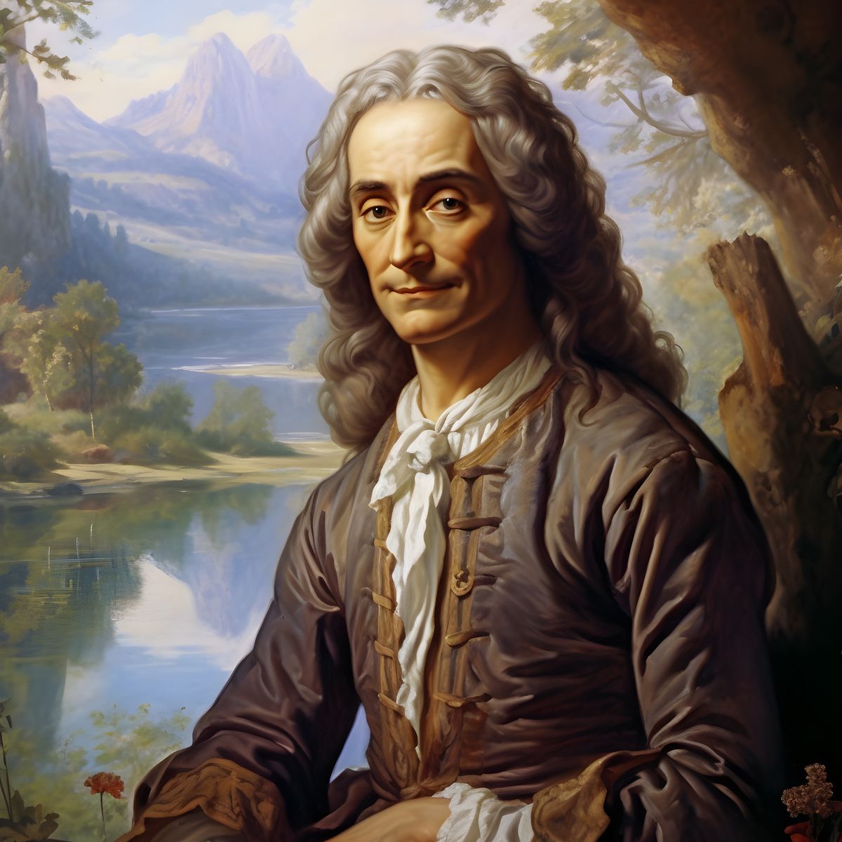 Voltaire Portrait Leinwand - Renaissance KI Bild - Poster bei HappyHugPixels