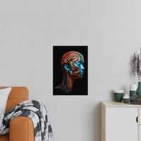 Blaues Gesicht Kunst Poster - Elegantes Kunstwerk als KI Bild - Poster bei HappyHugPixels