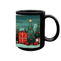 Weihnachtliche Waldlandschaft Schwarze Tasse – 330ml – Spülmaschinenfest - bei HappyHugPixels