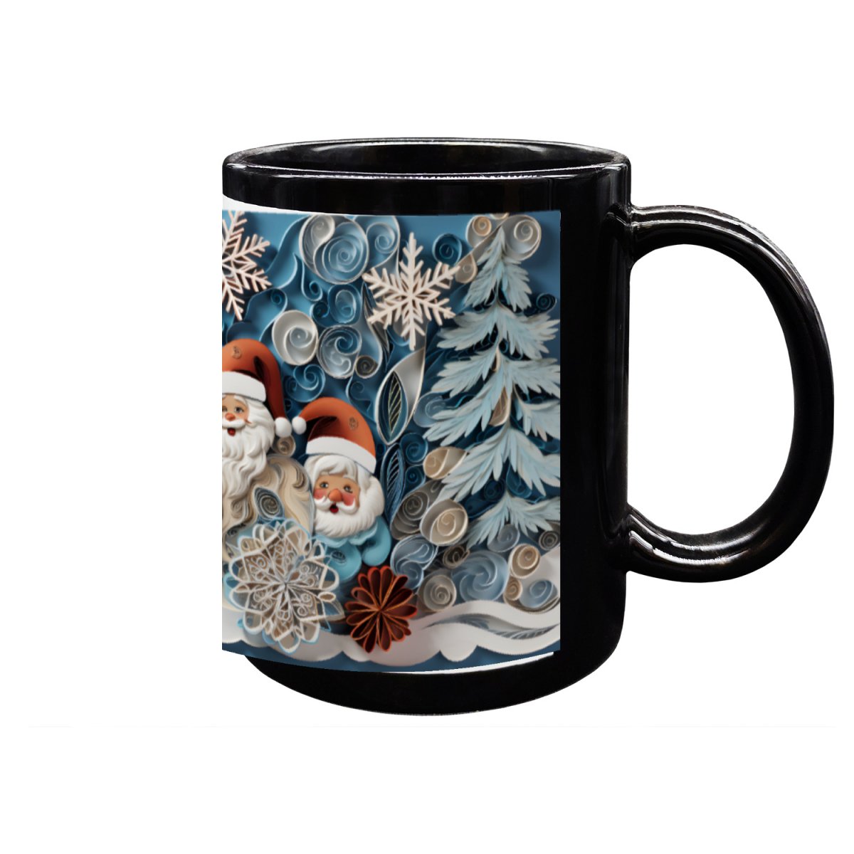 Weihnachtsmänner in Schneelandschaft Tasse – 330ml – Winterliches Design – Spülmaschinenfest - bei HappyHugPixels