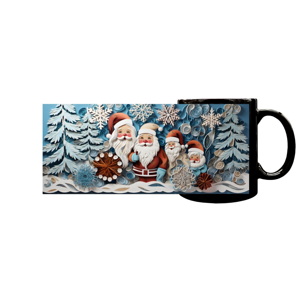 Weihnachtsmänner in Schneelandschaft Tasse – 330ml – Winterliches Design – Spülmaschinenfest - bei HappyHugPixels